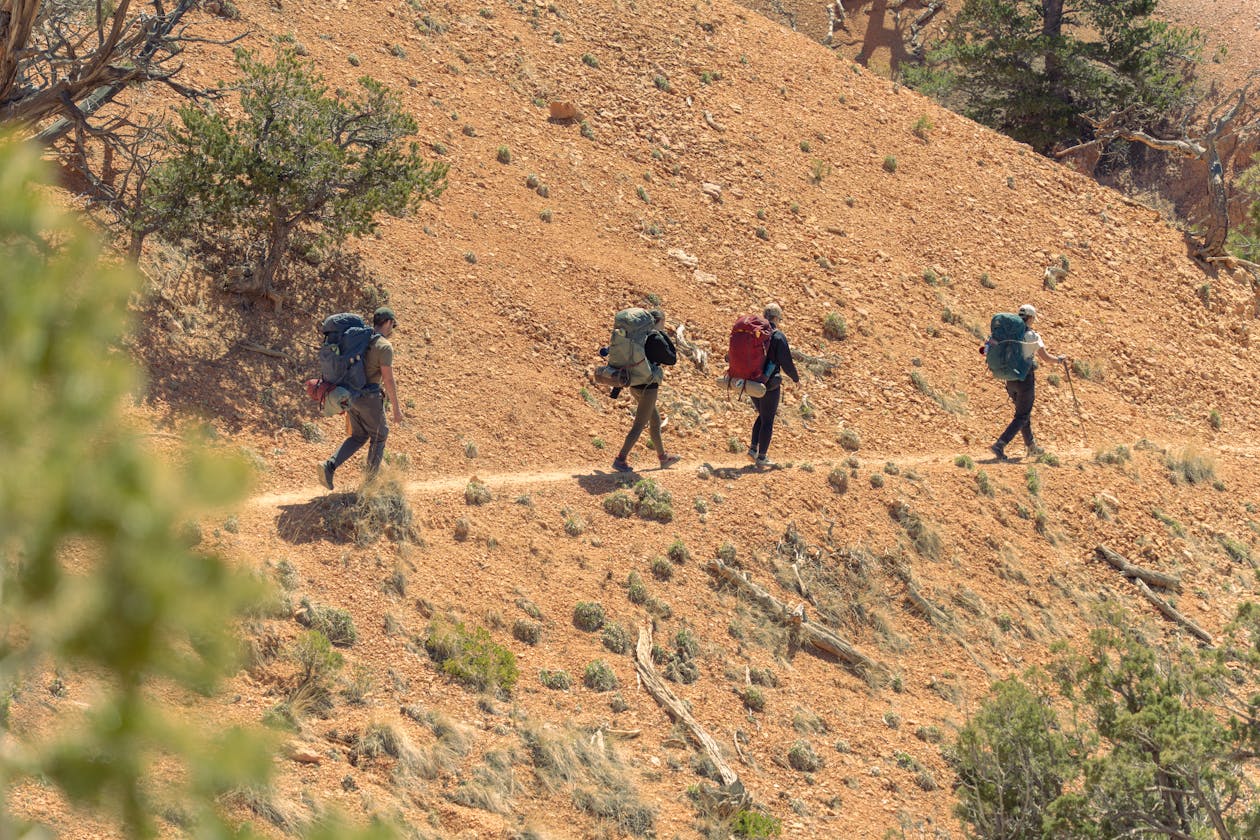 Day hiking backpack on trail