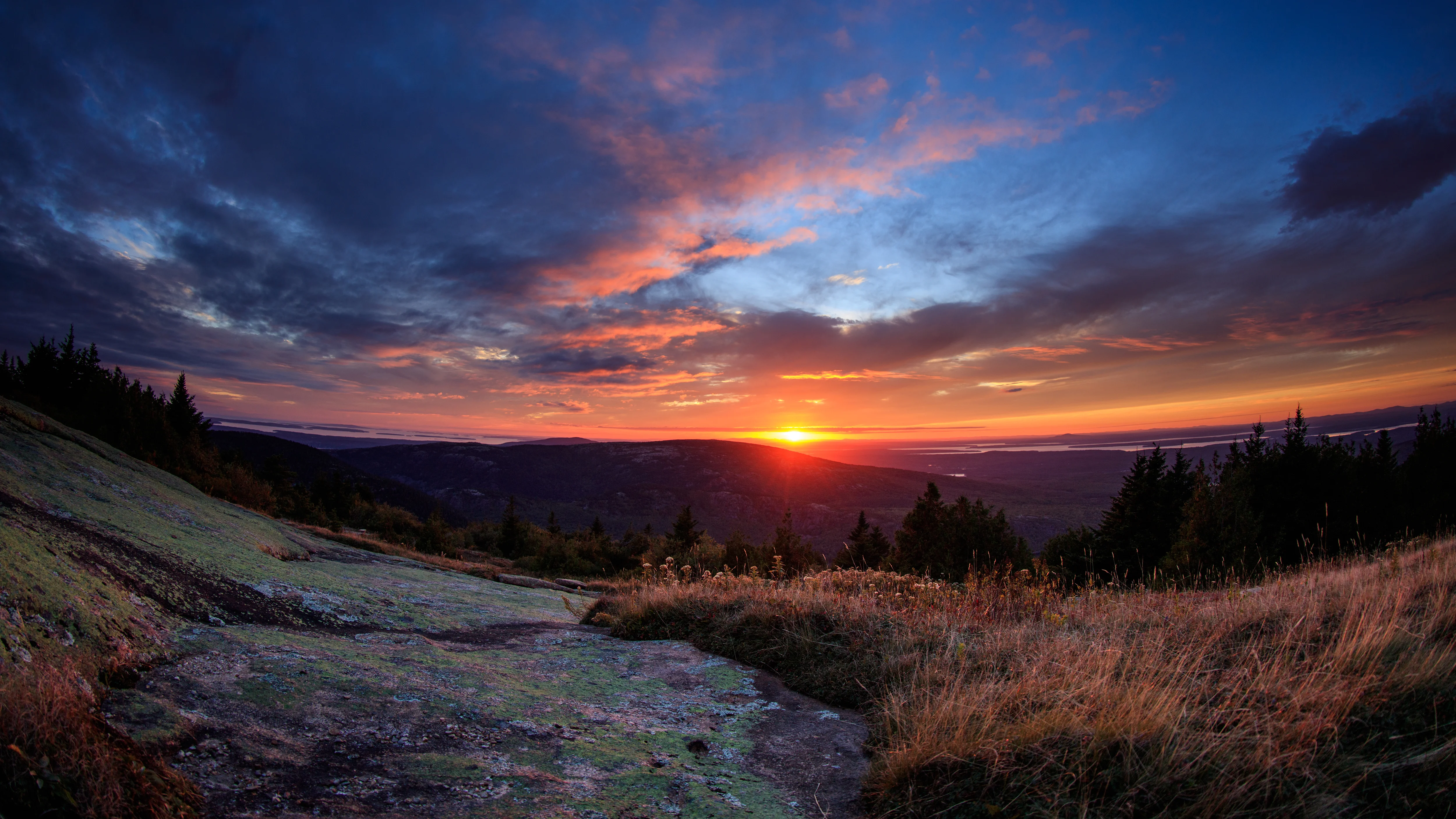 Sunset over Acadia National Park coastline