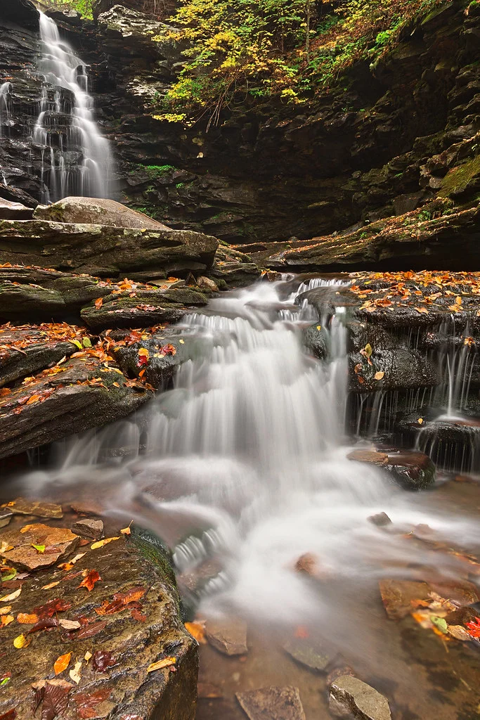 Waterfall in autumn forest at Ricketts Glen